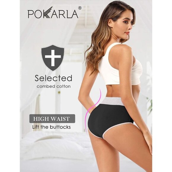 Women's Cotton High Waist Briefs Soft Breathable Full Coverage Underwear - Picture 2 of 4